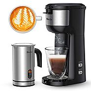 Sboly Single Serve Coffee Maker & Milk Frother, Coffee Brewer for K-Cup and Ground Coffee, Cappuccino Machine and Lat...