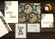 SEA GREEN MATTE PAISLEY THEMED - SCREEN PRINTED WEDDING CARD : CW-8250C - IndianWeddingCards