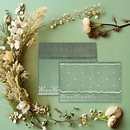 SAGE GREEN WOOLY FOIL STAMPED WEDDING INVITATION : CW-8241C - IndianWeddingCards