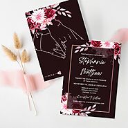 Magenta Red Matte Wedding Invitation: Velvet Touch