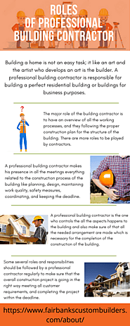 Roles of professional building contractor