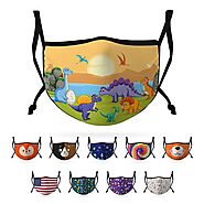 Cute Face Masks for Kids Child Adjustable Boys Girls Ages 3 to 9 Cotton Poly Washable Reusable 2 Layer Pocket Filter