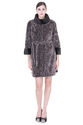 Ada/fashion faux gray astrakhan with black mink fur middle women coat