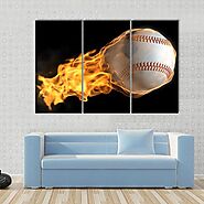Baseball On Fire Multi Panel Canvas Wall Art - Tiaracle