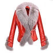 Bucharest Womens Fox Fur Leather Jacket CWMALLS