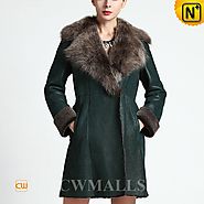 Seattle Womens Fur Trim Shearling Coat CW651312