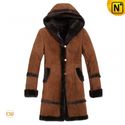 Moscow Womens Long Shearling Coat with Hood CW695111