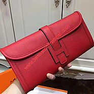 Hermes Jige Elan Clutch Epsom Leather In Red Outlet Hermes Cheap Sale Store