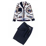 Hermes Printing Suits In Navy Blue