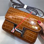 Hermes Constance Bag Alligator Leather Palladium Hardware In Brown Outlet Hermes Cheap Sale Store