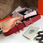 Hermes H Enamel Buckle 32MM Reversible Belt Epsom Leather In Red Outlet Hermes Cheap Sale Store