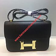 Hermes Constance Bag Togo Leather Gold Hardware In Black Outlet Hermes Cheap Sale Store