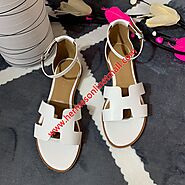 Hermes Santorini Sandal Calfskin In White Outlet Hermes Cheap Sale Store