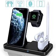 4 in 1 Qi-Certified Fast wireless Charging Stand for Apple Watch,AirPods,Pencil,iPhone 10W（Most Durable）