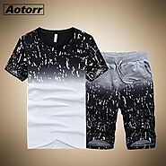 Tracksuit Male 2020 Men Clothing Sportswear Set Fitness Summer Print Men Shorts + T shirt Men's Suit 2 Pieces Sets Pl...