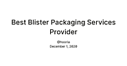 Best Blister Packaging Services Provider