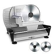 Meat Slicers Electric, Food Deli Slicers with Two 7.5” Serrated Stainless Steel Blade Upgrade Precisely Cuts Meat, Ch...