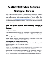 Top Five Effective Paid Marketing Strategy for Startups