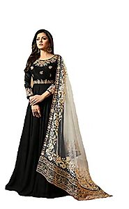 New Desiner Indian/Pakistani Ethnic wear Georgette Anarkali Gown LT (Black, SMALL-38)