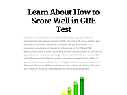 Learn About How to Score Well in GRE Test