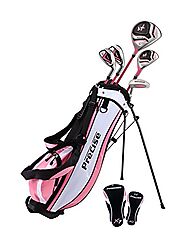 Distinctive Girls Right Handed Pink Junior Golf Club Set for Age 9 to 12 (Height 4'4" to 5') Set Includes: Driver (15...