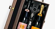 Veuve Clicquot Champagne (Rose + Brut) Wooden Gift Box