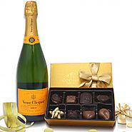 Send Chocolate and Veuve Clicquot Gift Basket with fast and Safely - DC Wine And Spirits