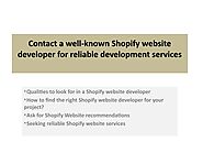 Contact a well-known Shopify website developer for Reliable Development Services