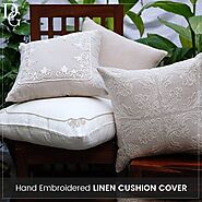 OLIVE EMBROIDERED DAMASK CUSHION COVER (40x40cm)