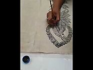 Hand Painted Madhubani Silk Cushion Cover in Making!