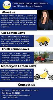 California Lemon Lawyer | Law Offices of Sotera L. Anderson