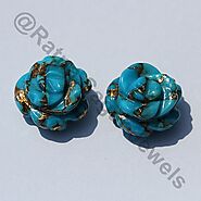 Flat Turquoise Beads - Half Drilled Gemstones