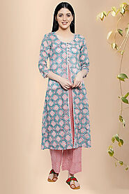 Mazhai Block Printed Stylish Kurta