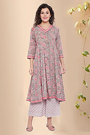 Anisha Jaal Block Print Buti Cotton Kurta