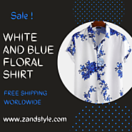 White and Blue Floral Shirt for men : Zand Style