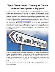 Tips to Choose the Best Company for Custom Software Development in Singapore | edocr