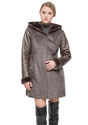Tesia faux gray suede with mink cashmere middle women suede coat