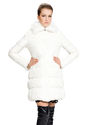 White middle down coat with faux white fox fur collar