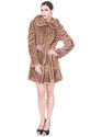 Hanna/luxury faux light coffee mink fur with ruby button middle women coat