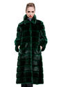Dark green faux beaver fur long fur coat