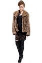 faux fur wrap with brown collar women long jacket
