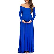 Maternity Maxi Dresses | Ruched, Open Shoulder Maternity Dress