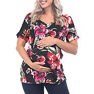 Maternity Tops from Mother Bee Maternity | Cuff Sleeved Shirt with Side Pockets