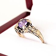Circa late 1800's Antique Amethyst Solitaire Ring