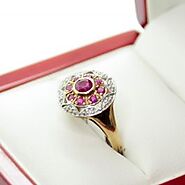 Reproduction Art Deco Stunning Two Tone Ruby and Diamond Gold Ring