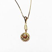 14ct Rose and Yellow Gold Drop Pendant Chain Necklet For Women