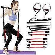 GHH Adjustable Pilates Bar Kit with Resistance Band Anti-Break Portable Fitness Exercise Workout Toning Bar Stick Tot...