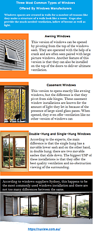 Three Most Common Types of Windows Offered By Windows Manufacturers