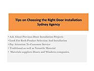 Tips on Choosing the Right Door Installation Sydney Agency