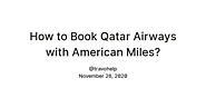 How to Book Qatar Airways with American Miles? — Teletype
